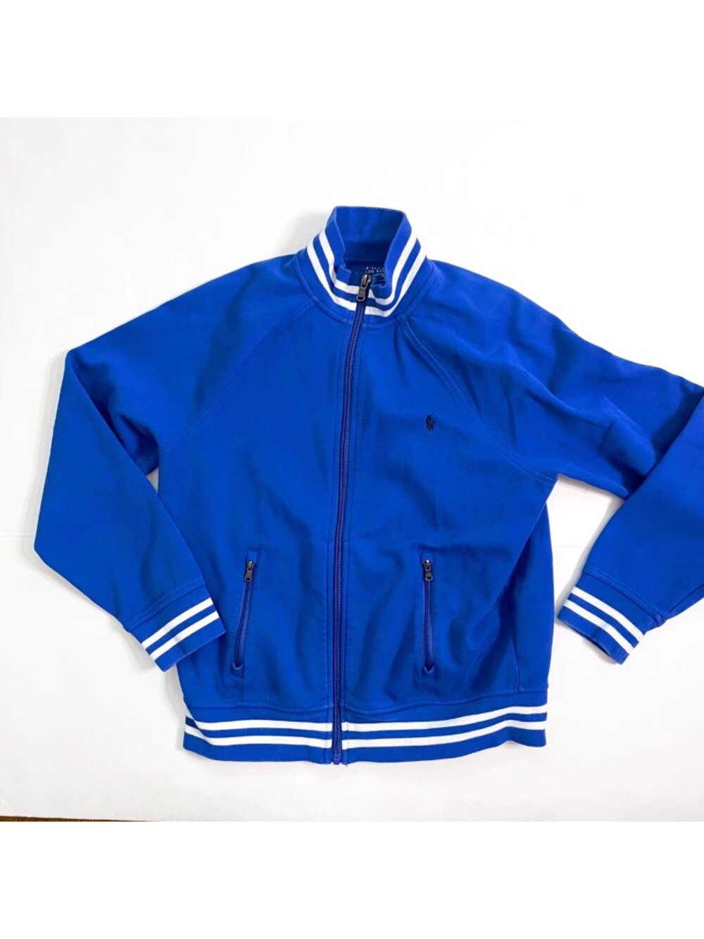 Polo Ralph Lauren Boys Blue Full Zip Varsity Track Jacket, Size 14/16